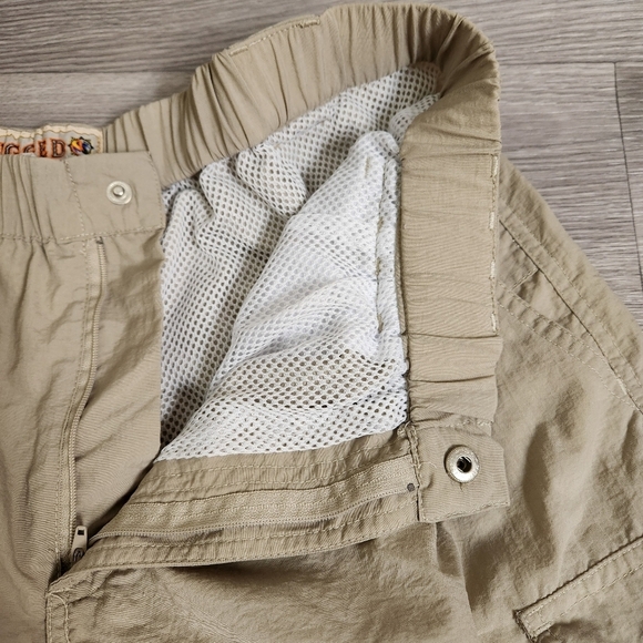 Rugged Exposure Tan Shorts L Trunks Swim Cargo Lined Water or Land Quick‎ Dry - Picture 7 of 9